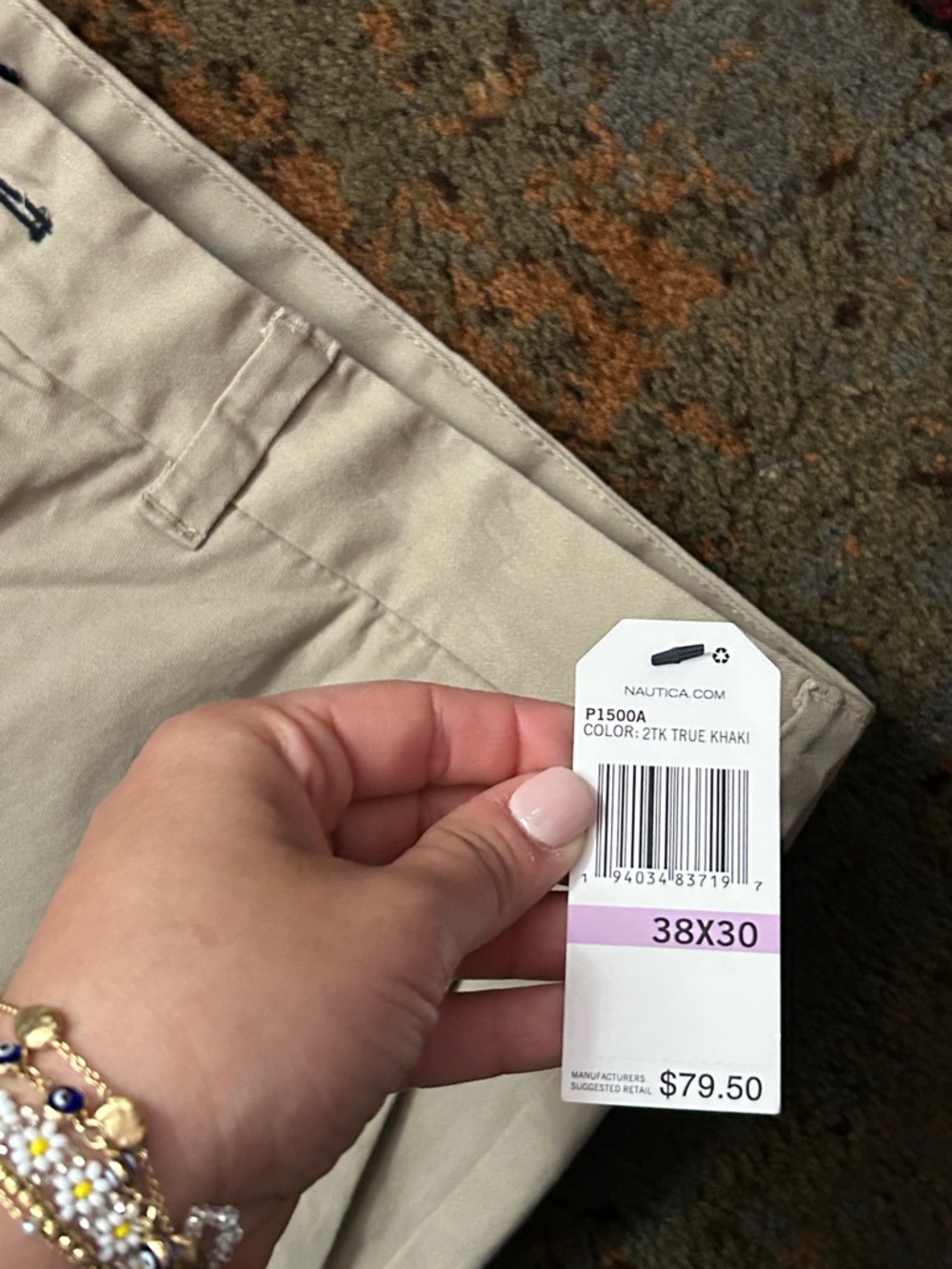 NWT Nautica Men's Beige Chino Pants - Classic Straight Fit - Picture 6 of 8